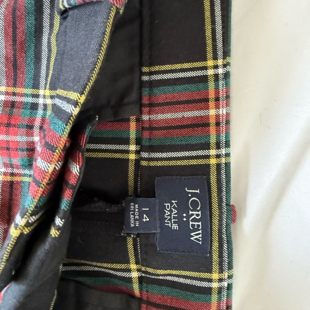 J. Crew Plaid Straight Leg Pants - Red, Green, Yellow, Black